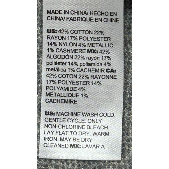 Chicos Sweater Womens XL 3 Gray Metallic Floral Back Zip Cashmere Blend Career - Picture 7 of 8